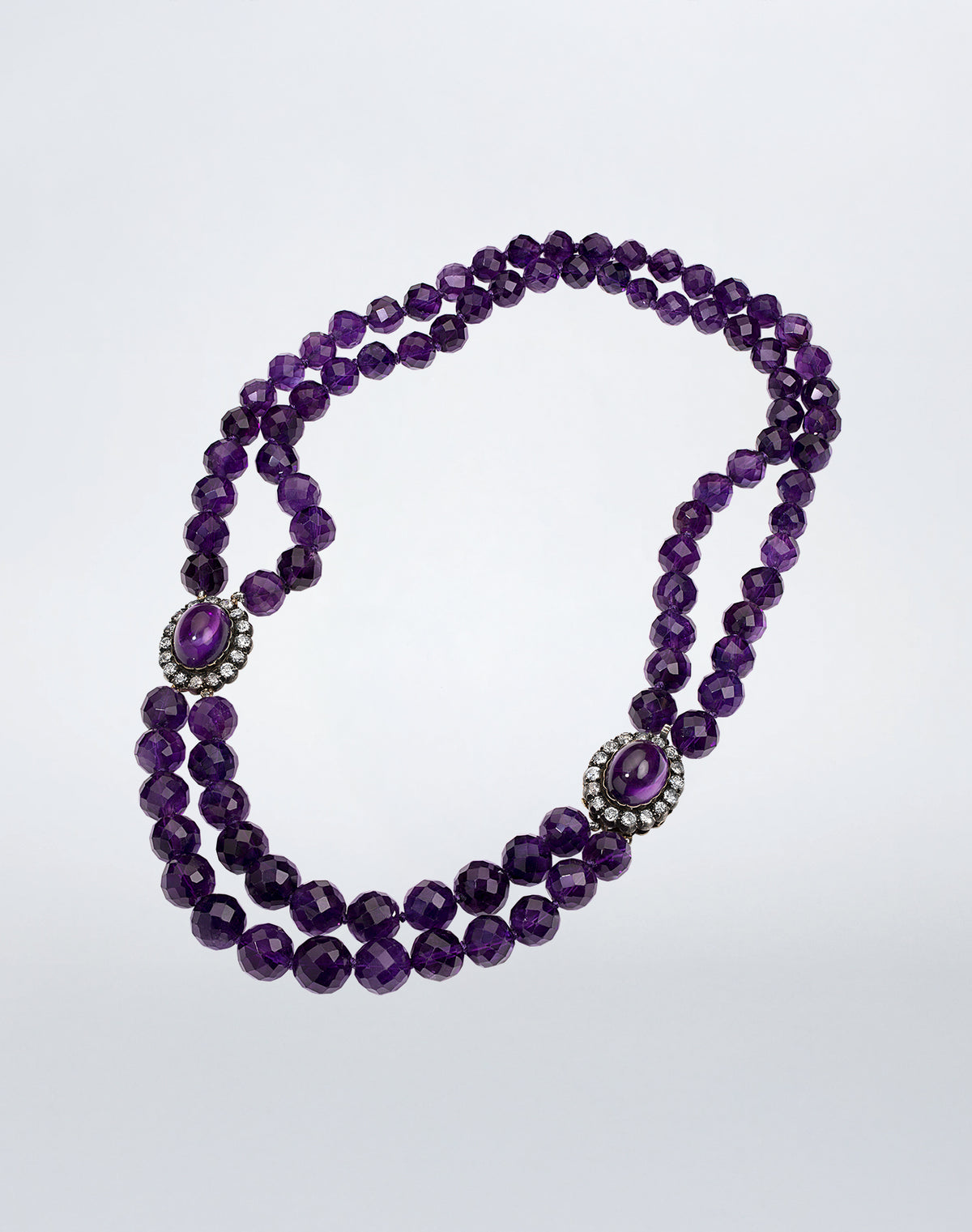 Double Strand Amethyst and Diamond Necklace