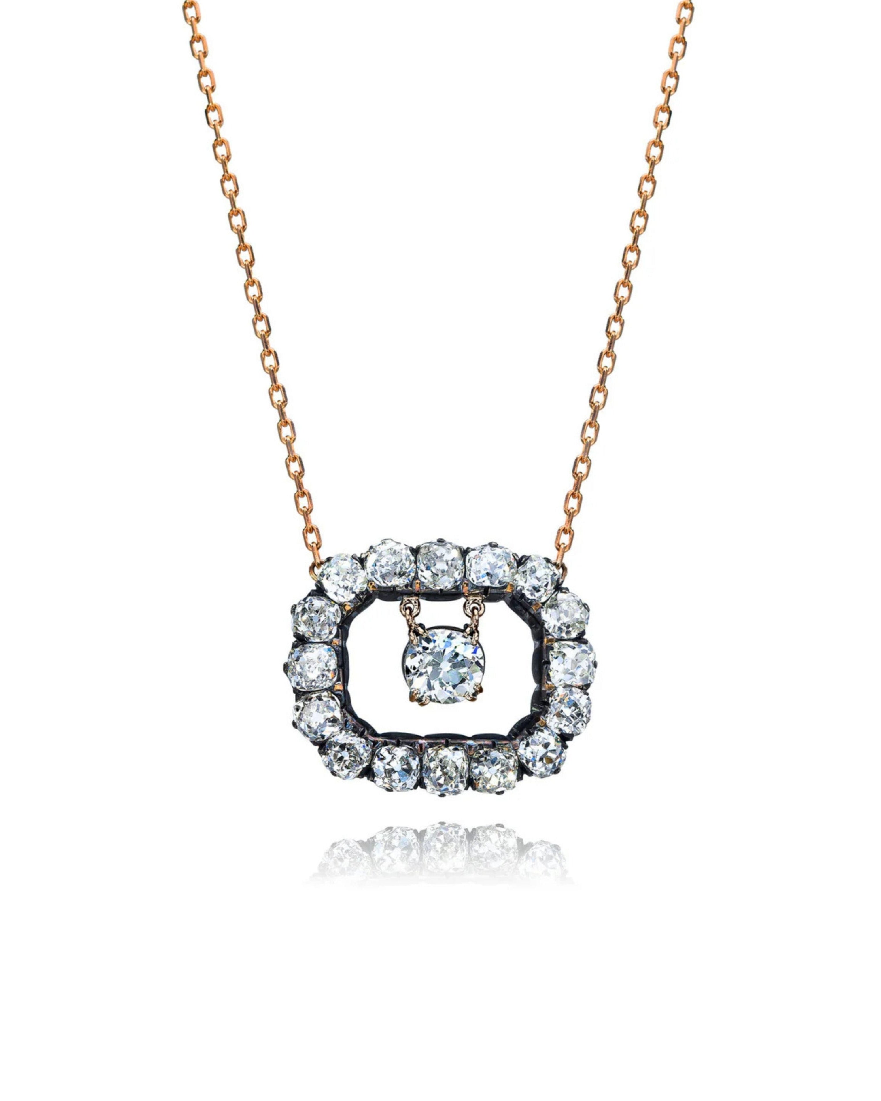 Old Cushion Cut Diamond Swinging Necklace