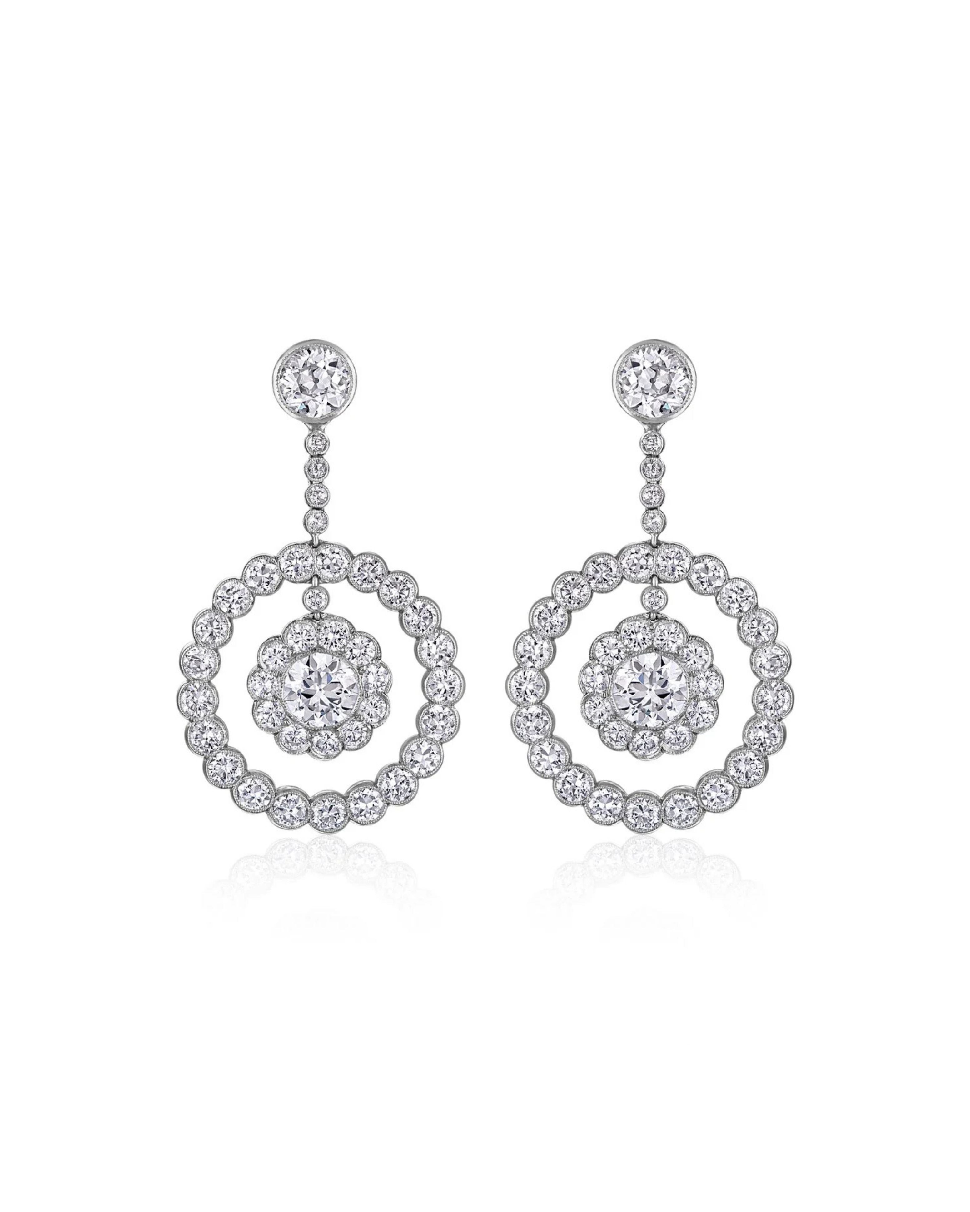 Old European Mega Dangling Circular Cluster Earrings