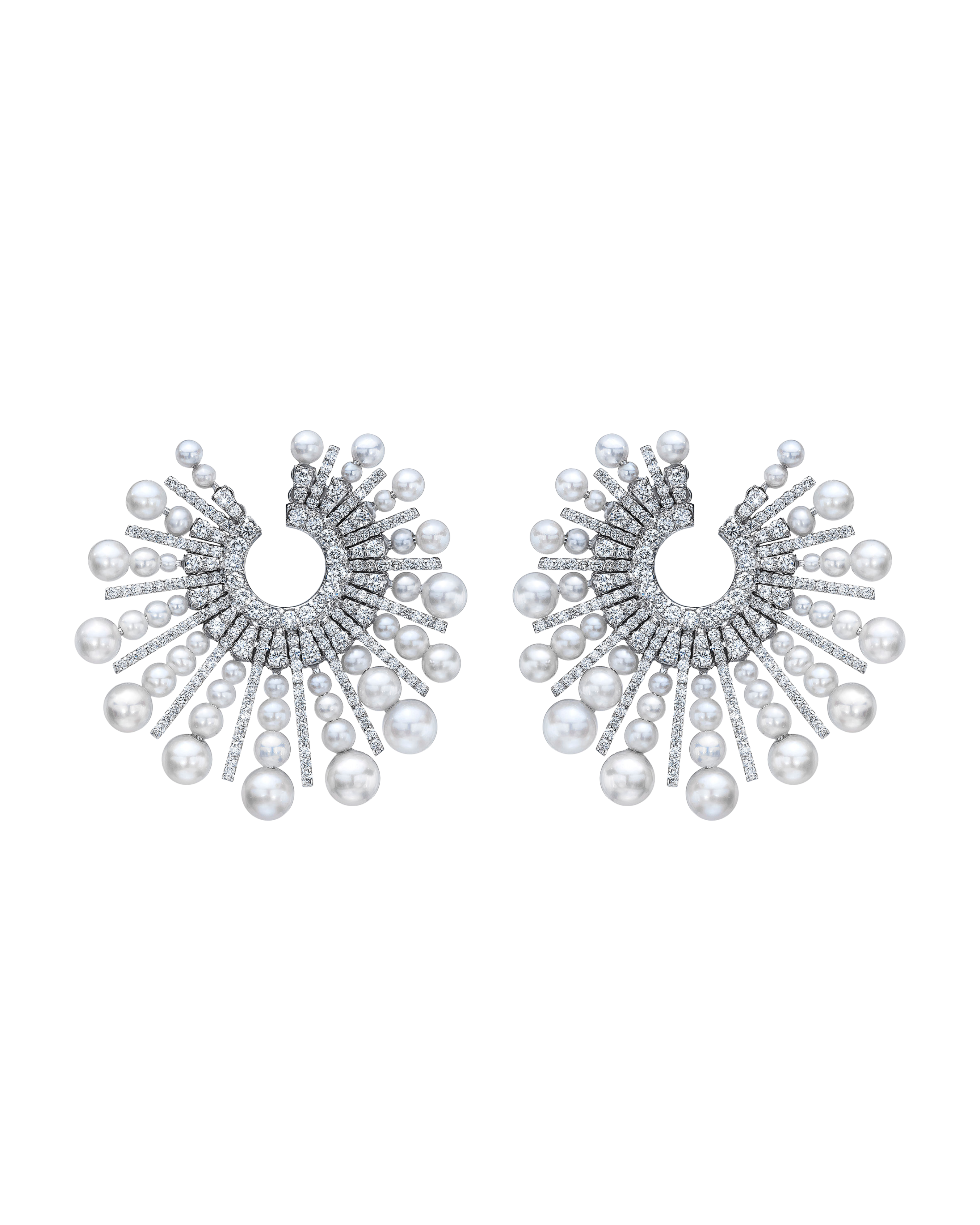Pearl Diamond Spoke Earrings