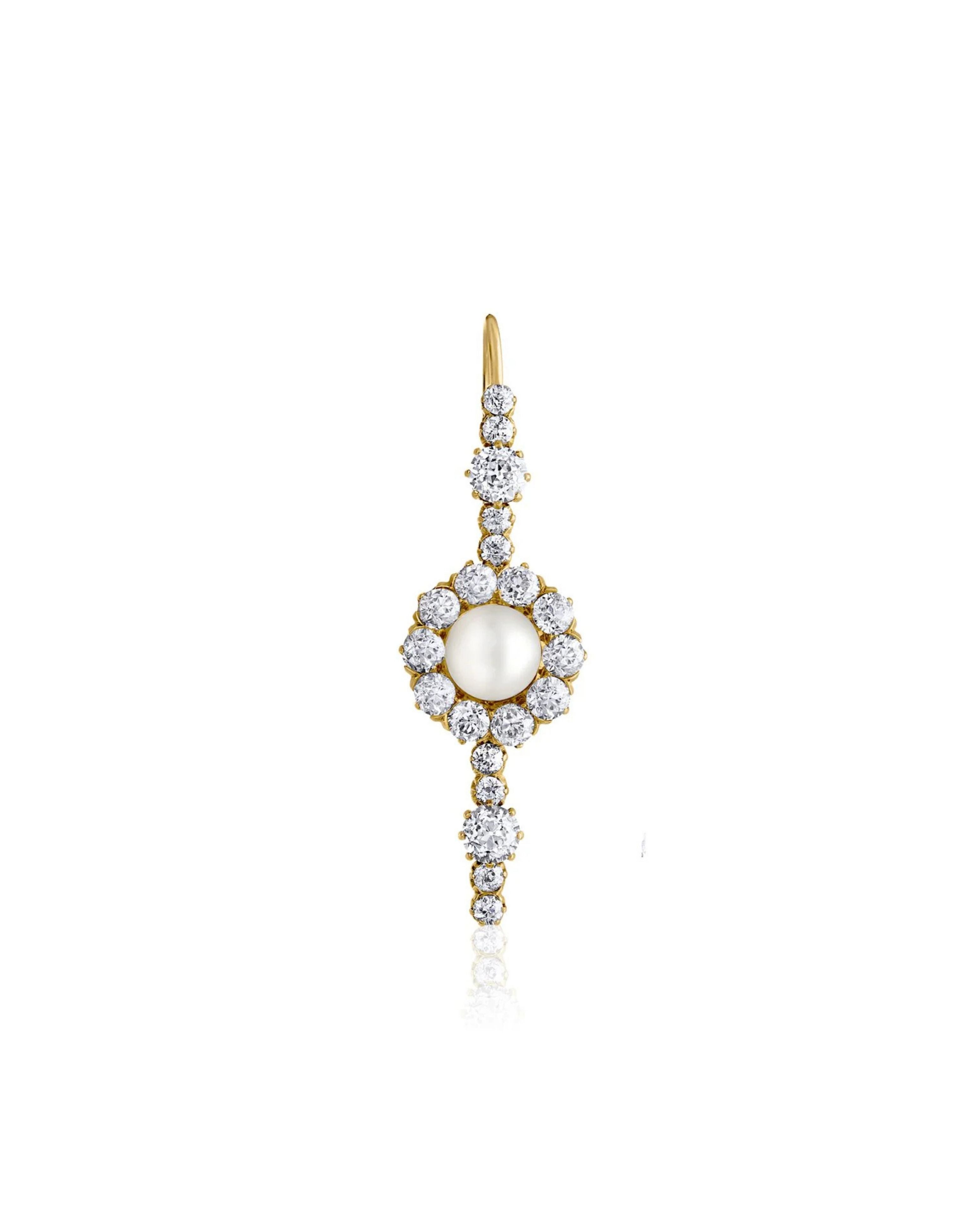 Pearl & Diamond Single Drop Earring