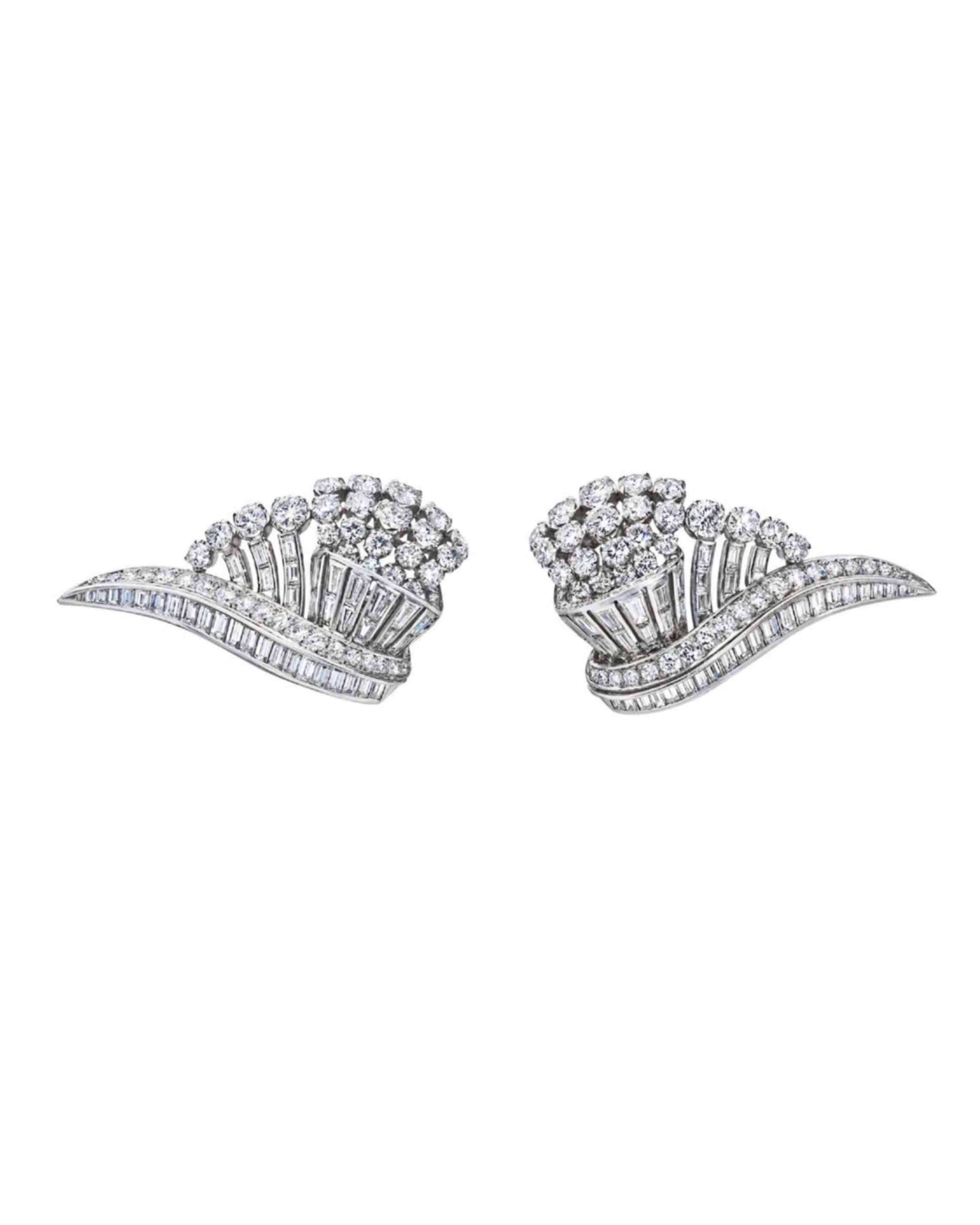 Platinum Diamond Wing Earclip Earrings