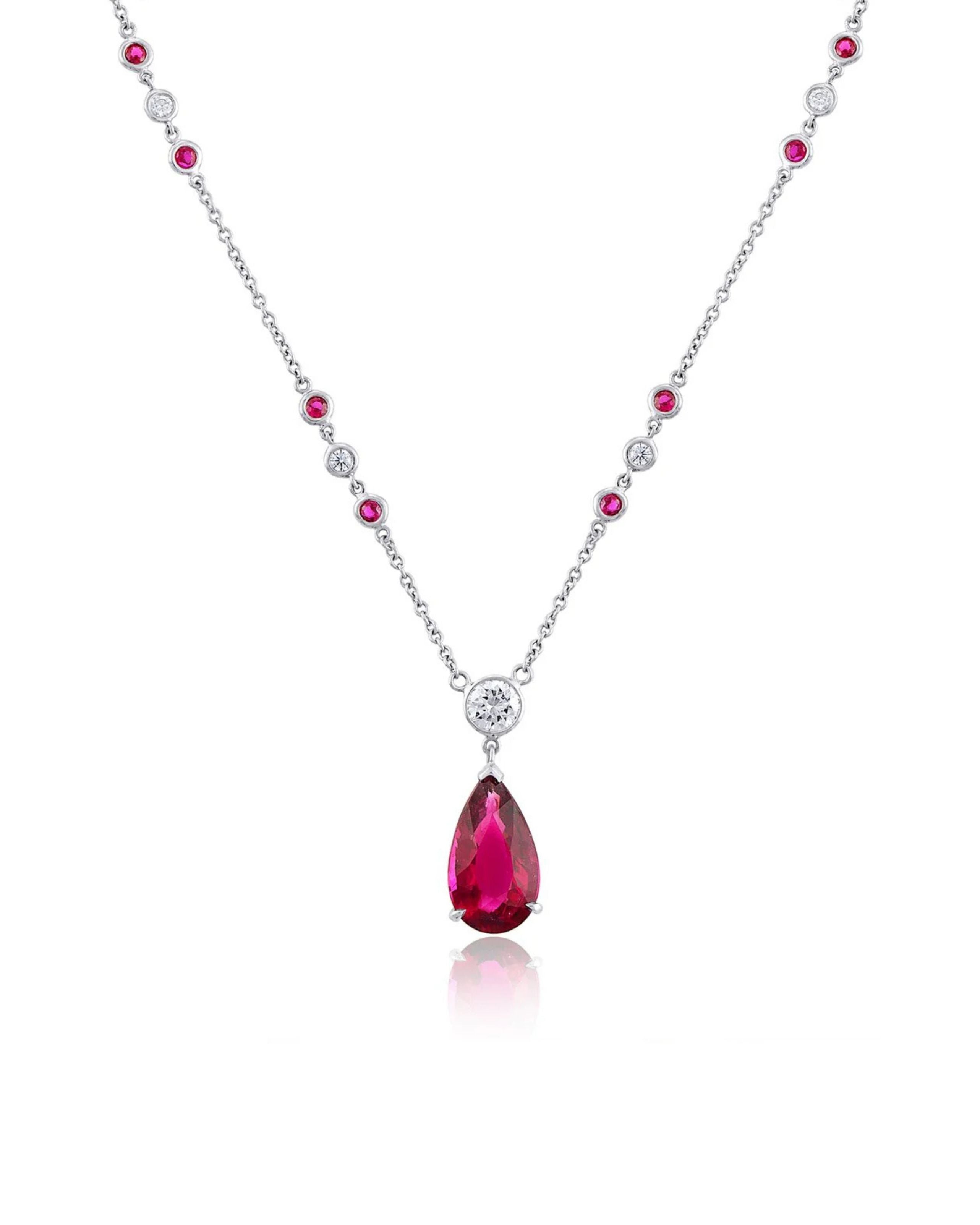 Ruby and Rubellite Diamond By the Yard Necklace