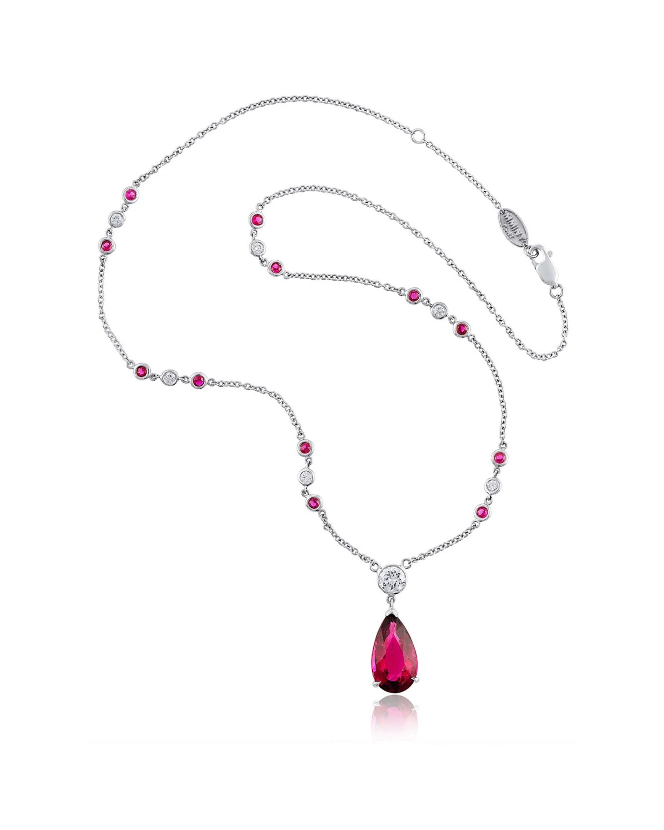 Ruby and Rubellite Diamond By the Yard Necklace