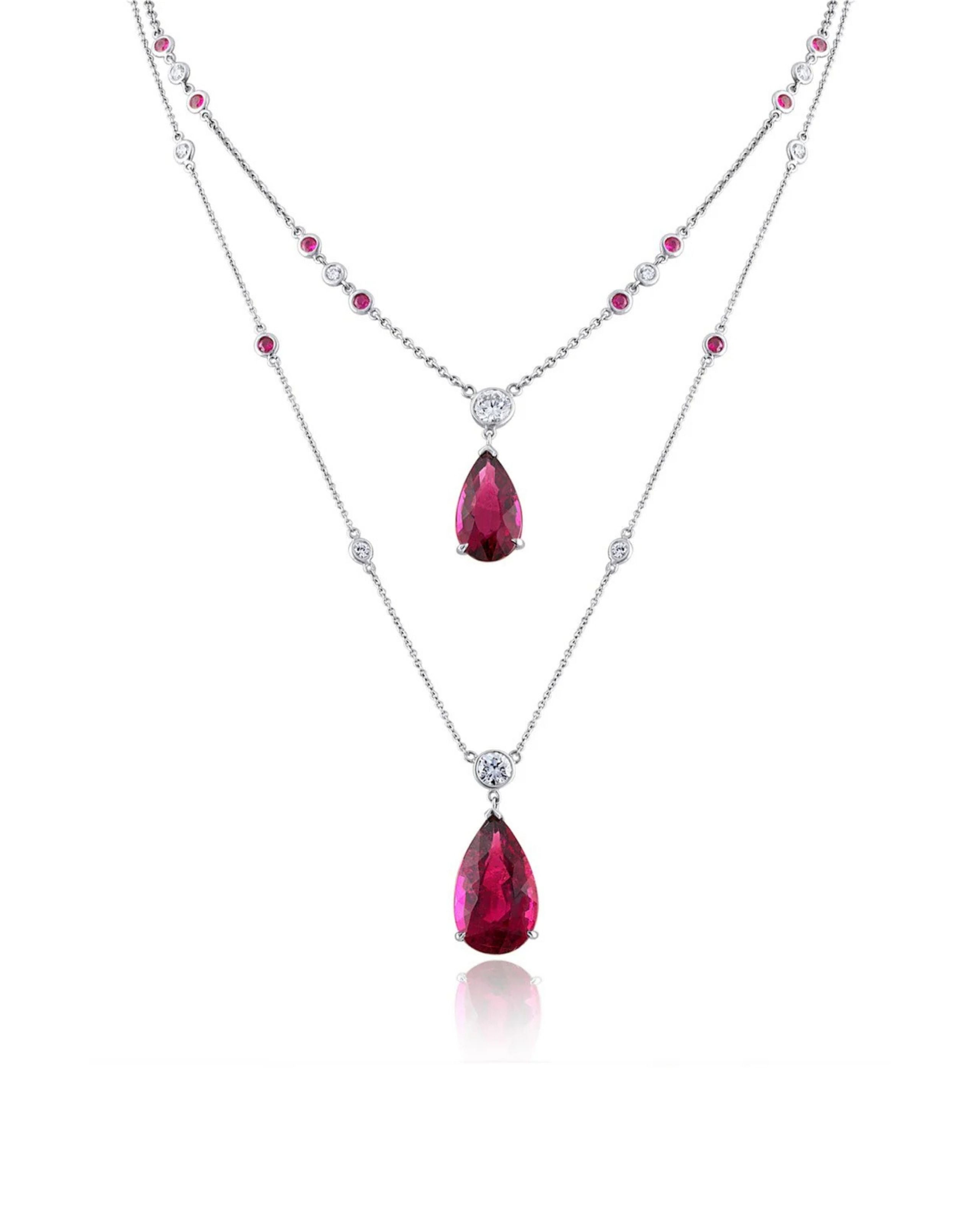 Ruby and Rubellite Diamond By the Yard Necklace