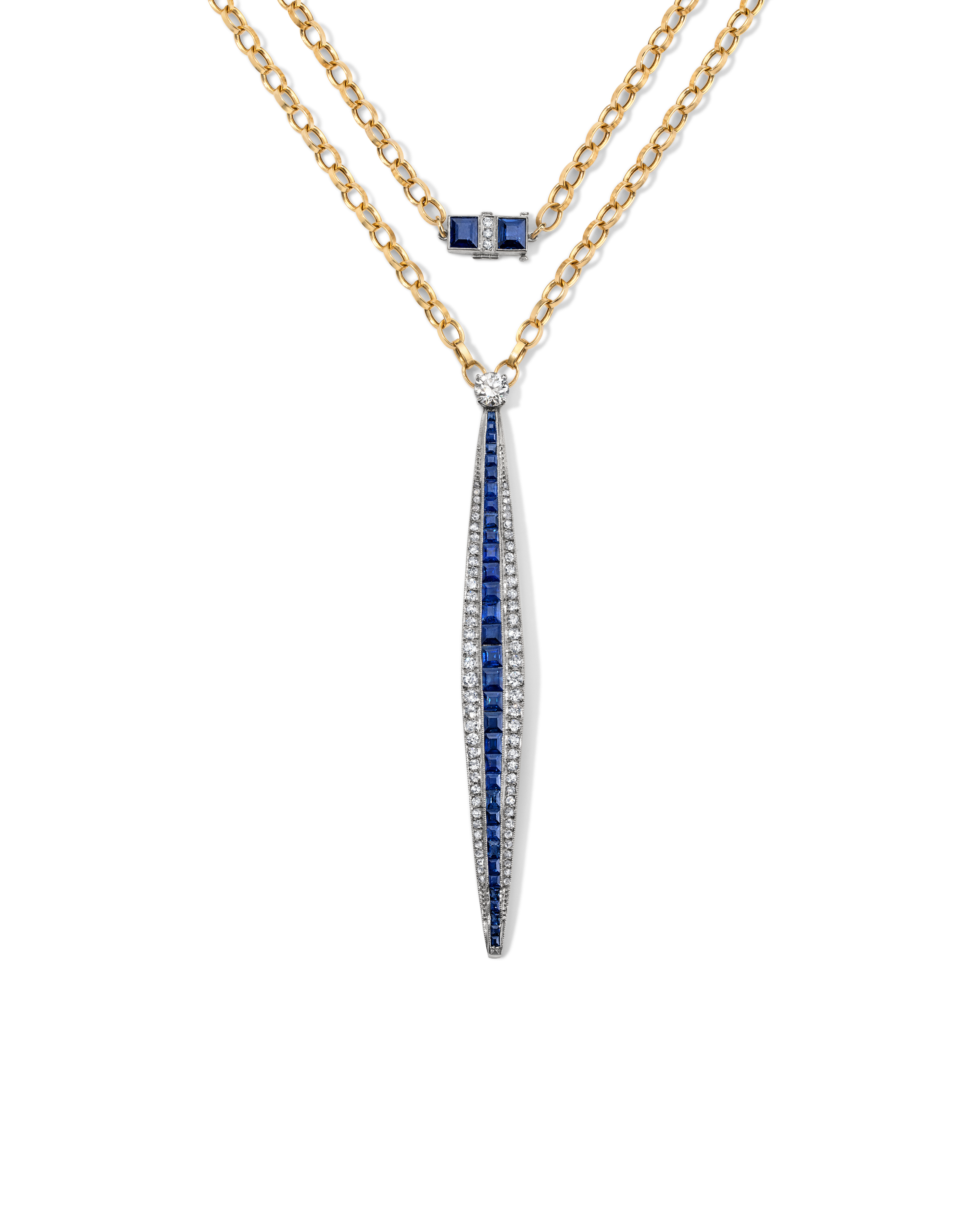 Sapphire and Diamond Double Wrap Tapered Sautoir