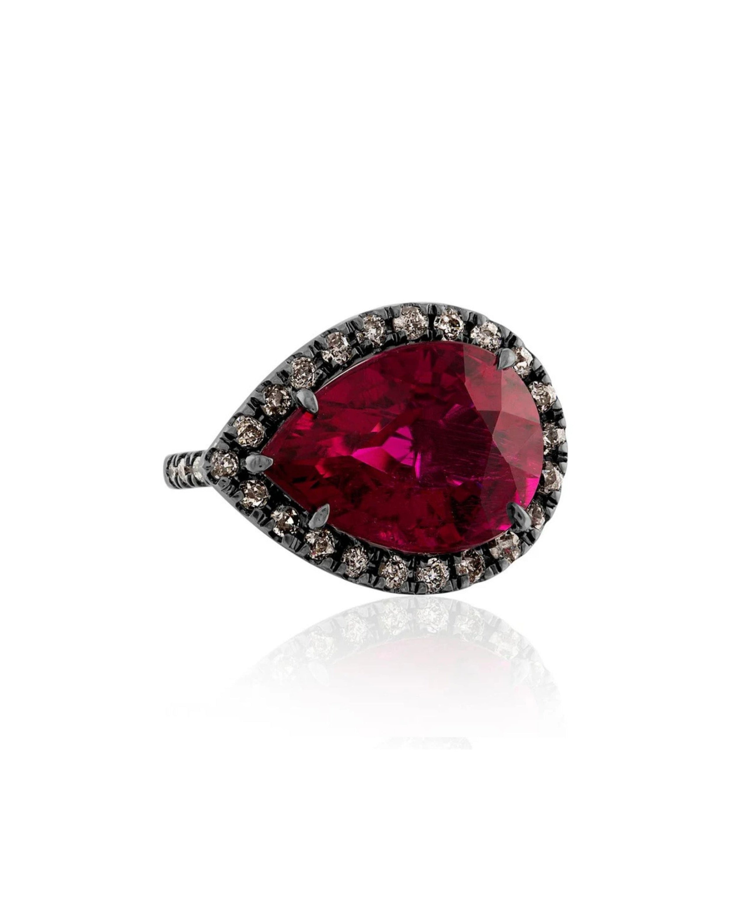 Side Pear Rubellite Ring