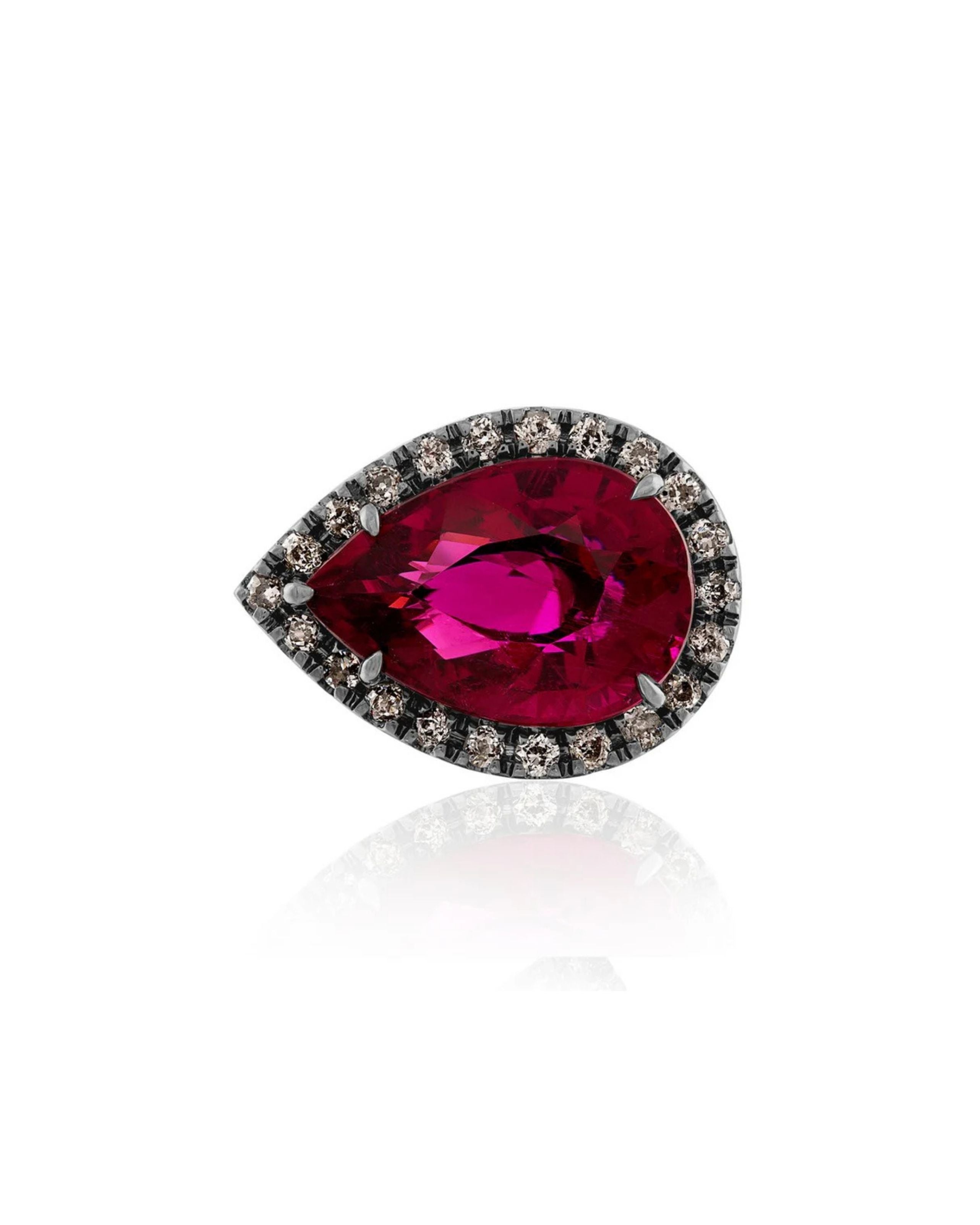 Side Pear Rubellite Ring