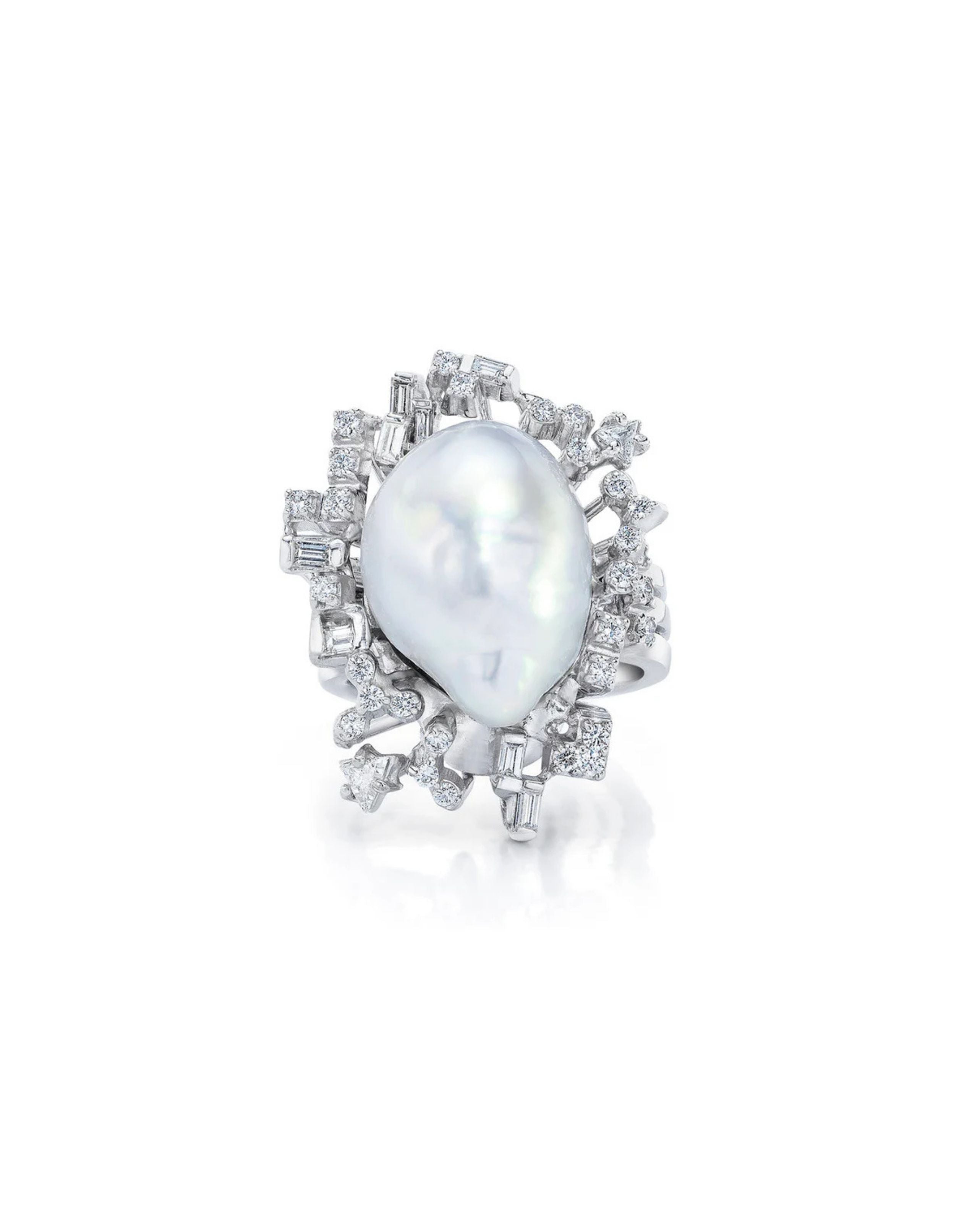 South Sea Baroque Pearl Diamond Ring