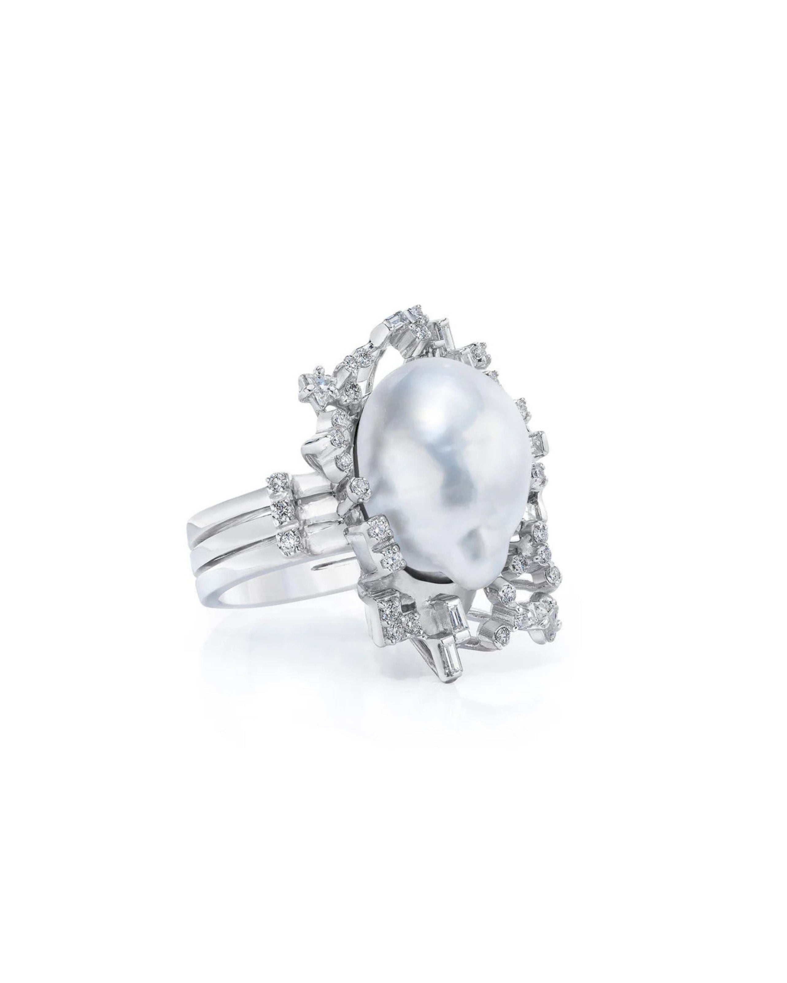 South Sea Baroque Pearl Diamond Ring