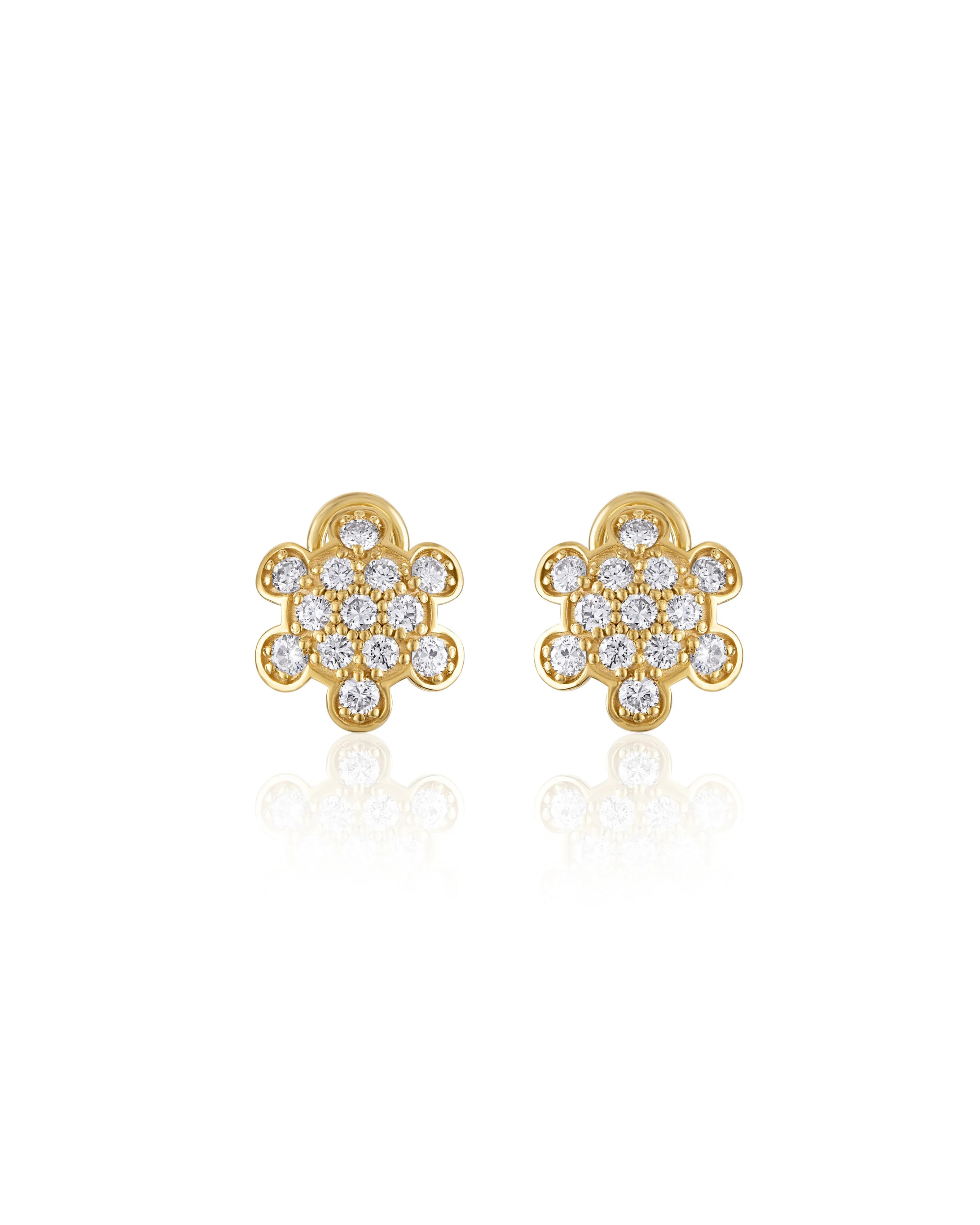 Turtle Back Pave Stud Earrings