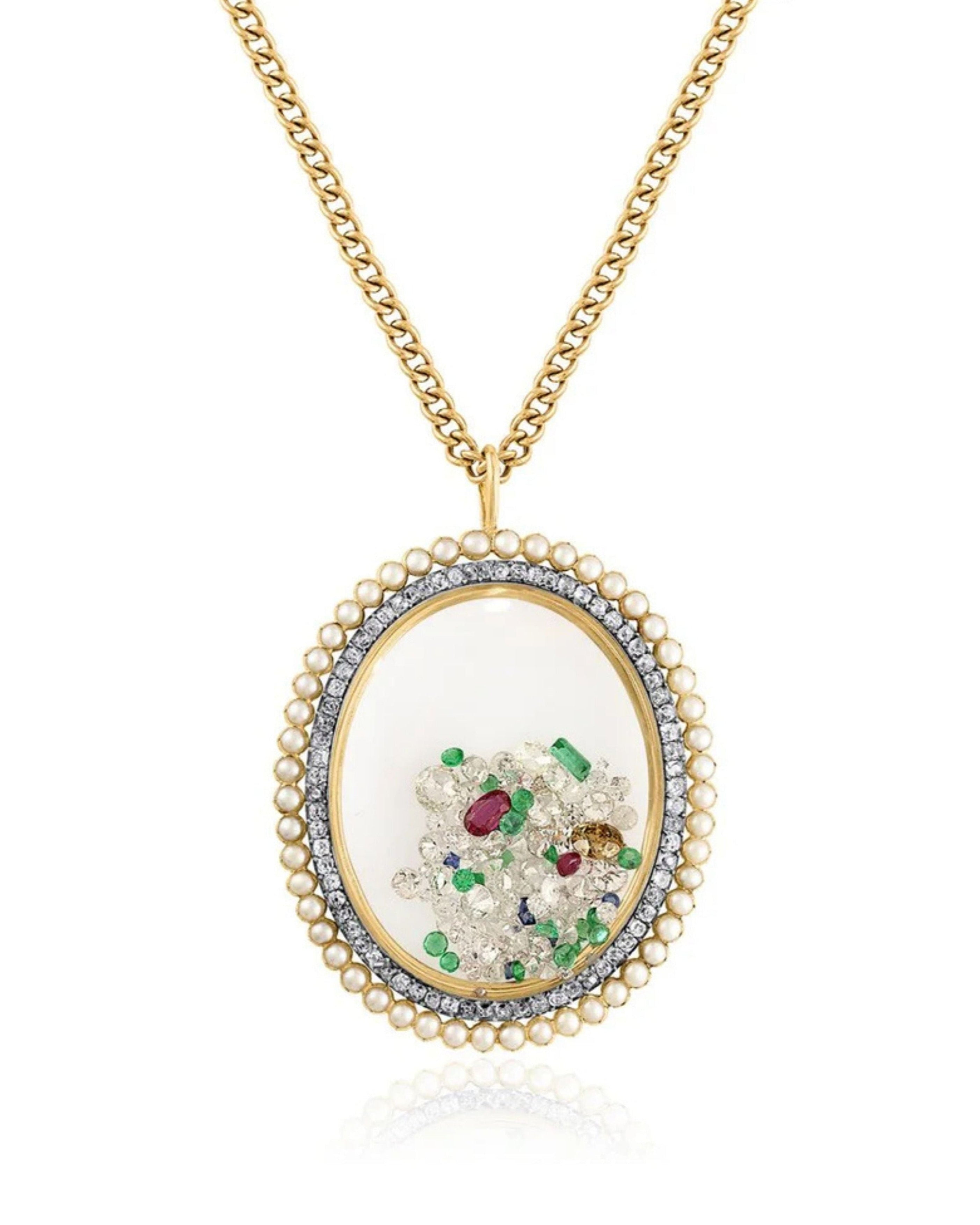 Tutti Frutti Gem Pendant Necklace
