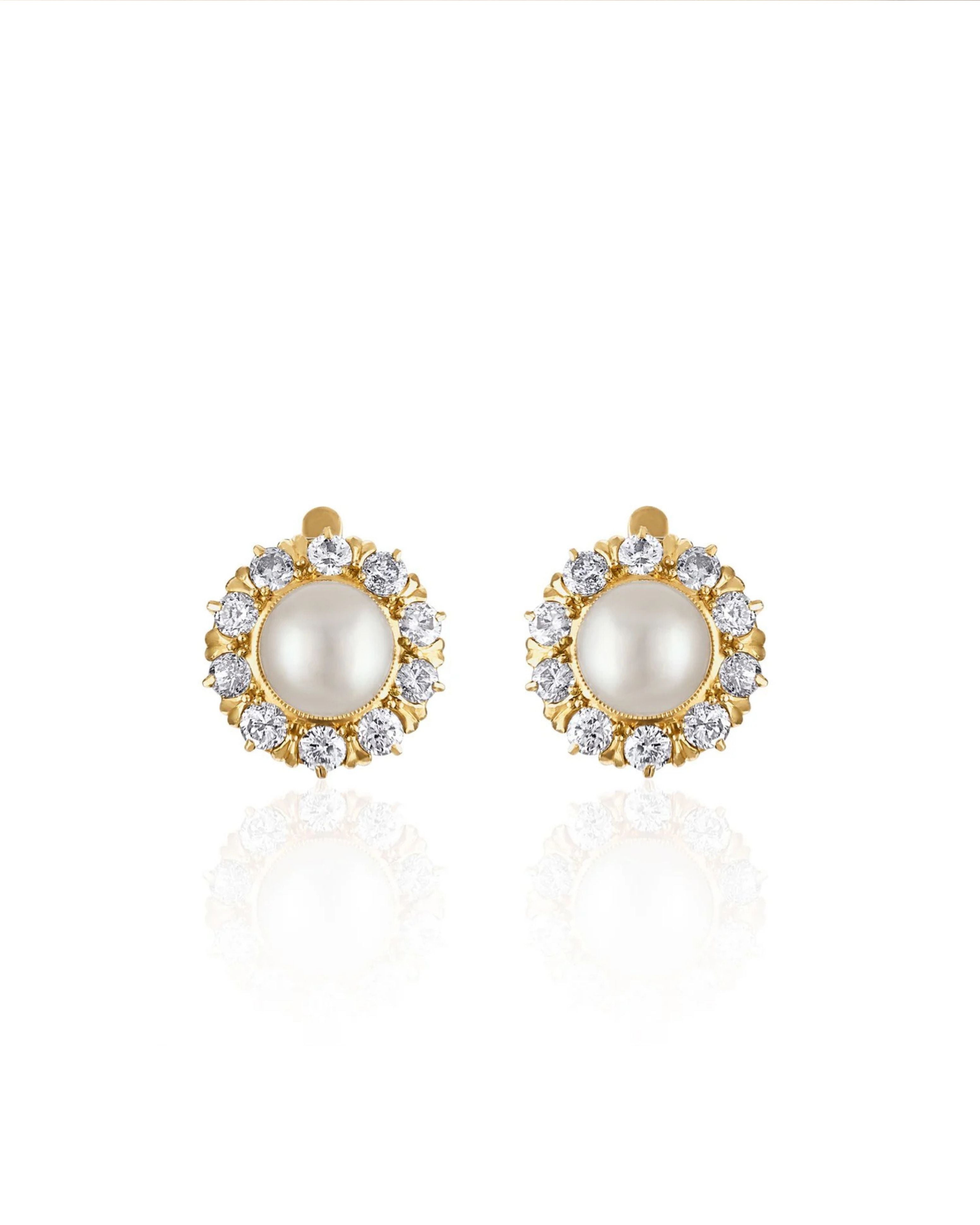 Victorian Pearl & Old European Diamond Earrings