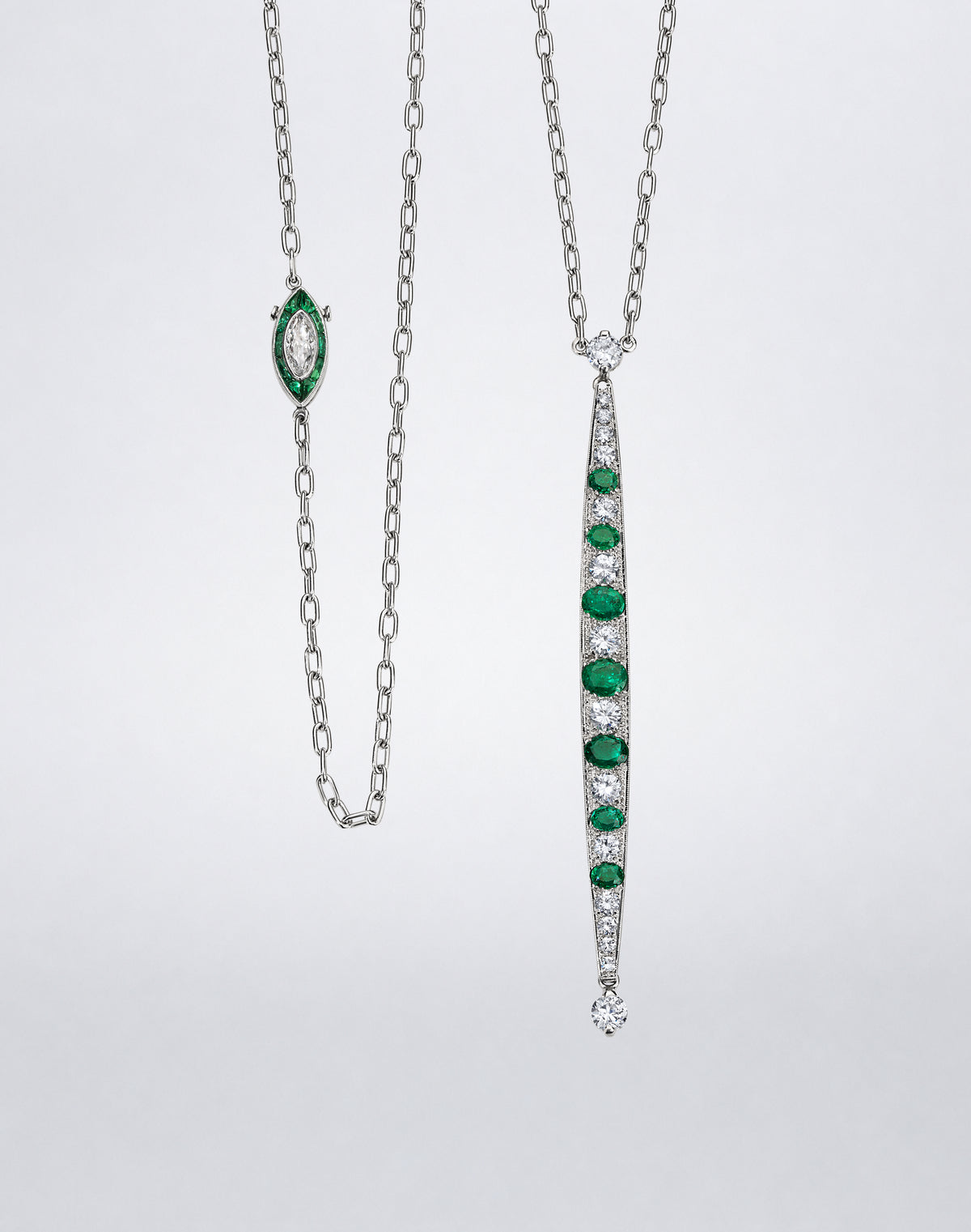 Emerald and Diamond Double Wrap Bar Sautoir
