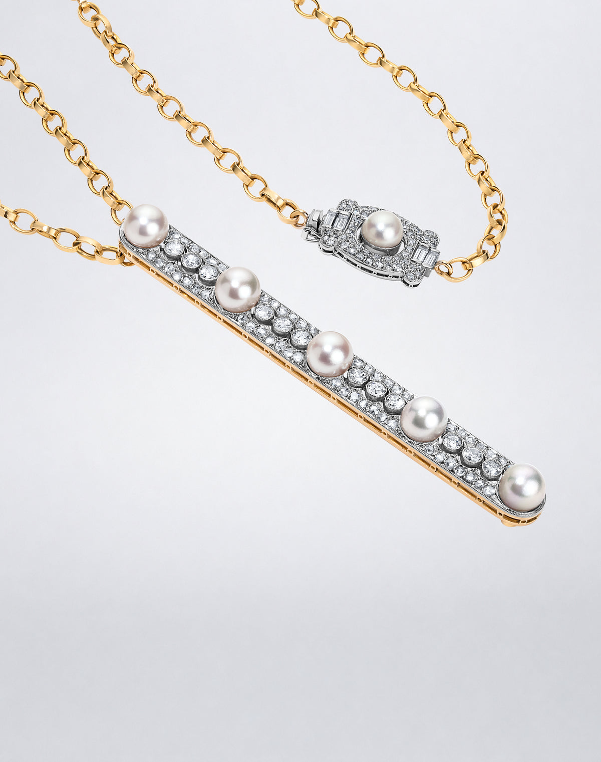 Pearl and Diamond Double Wrap Sautoir