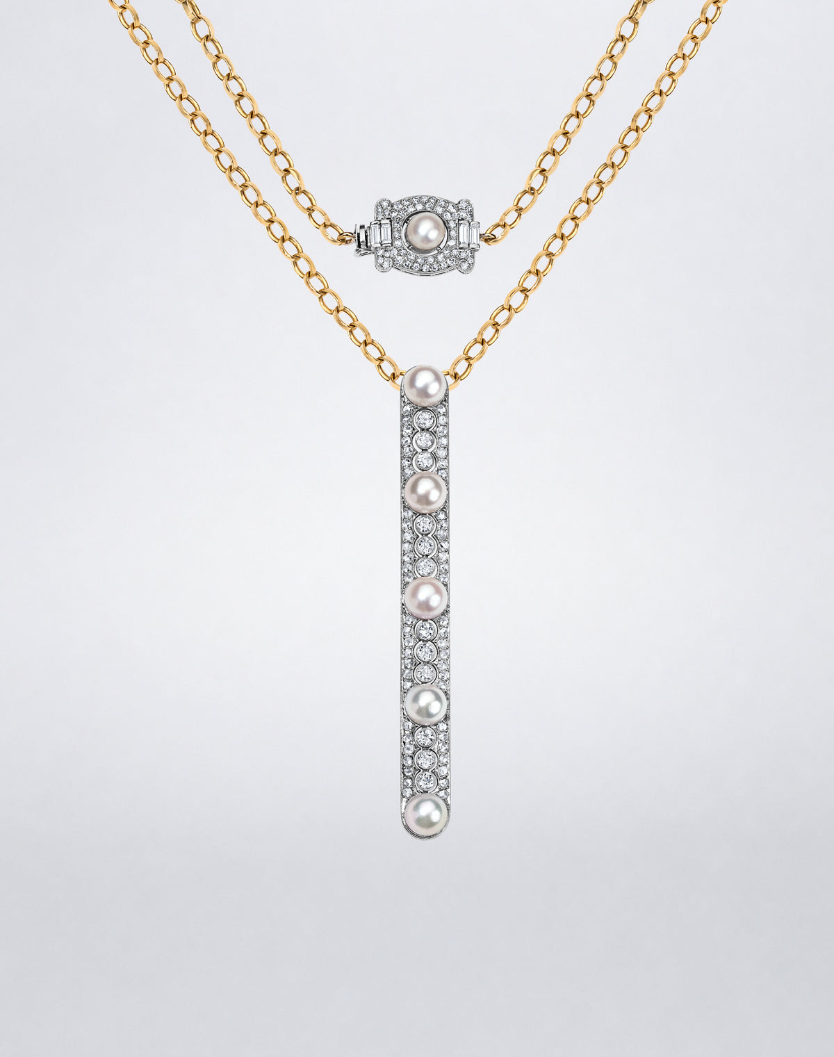 Pearl and Diamond Double Wrap Sautoir