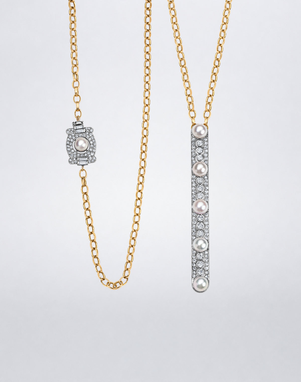 Pearl and Diamond Double Wrap Sautoir