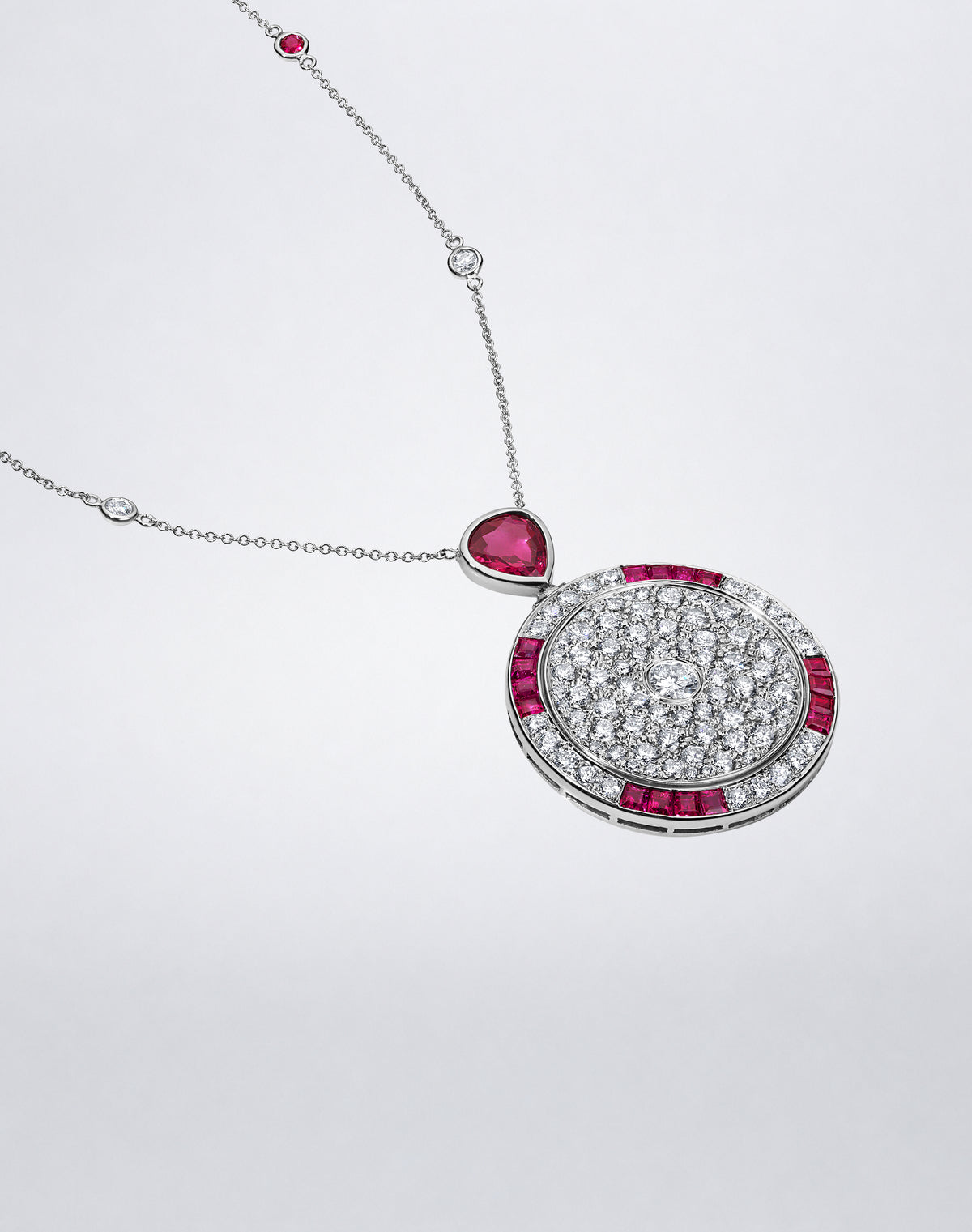 RUBY AND DIAMOND MEDALLION NECKLACE