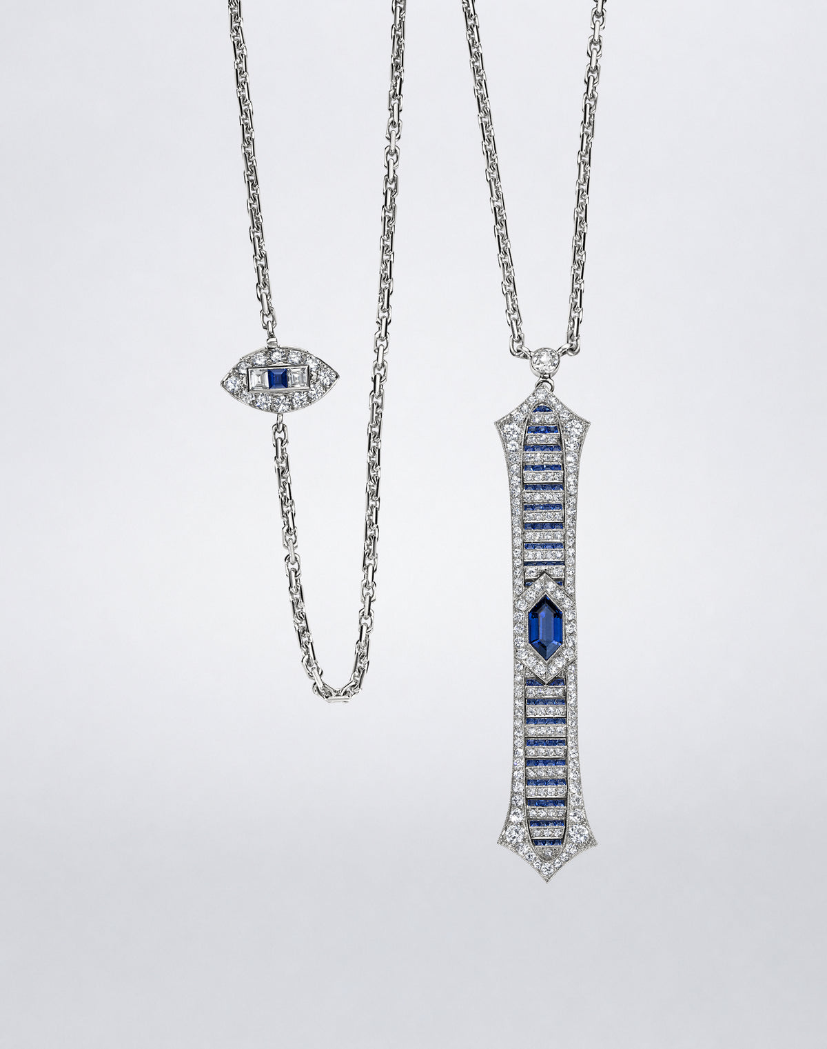 Sapphire and Diamond Escalator Double Wrap Sautoir