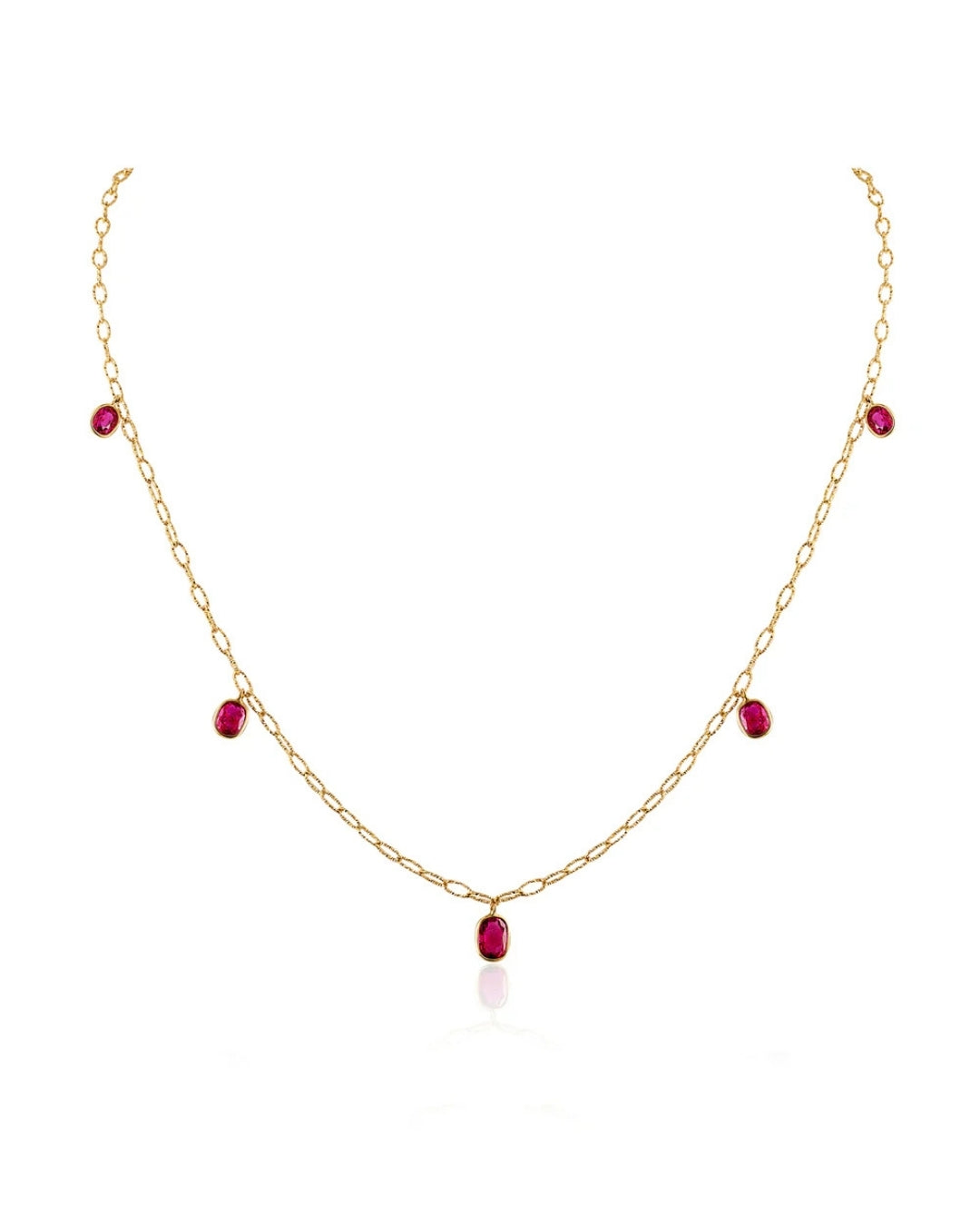 Ruby 5 Drop Tinsel Chain Necklace
