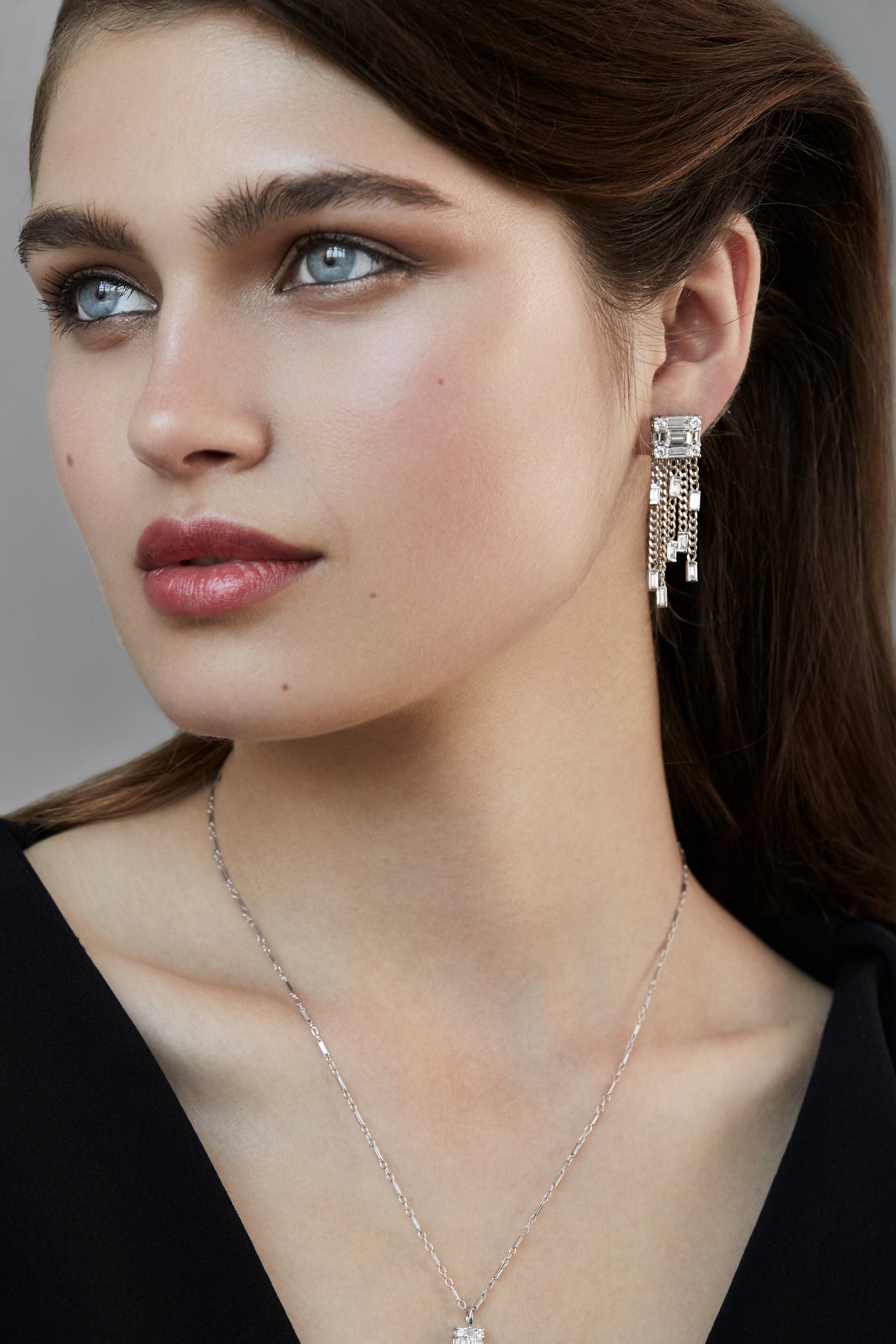 Clarity 5 Strand Tassel Earrings