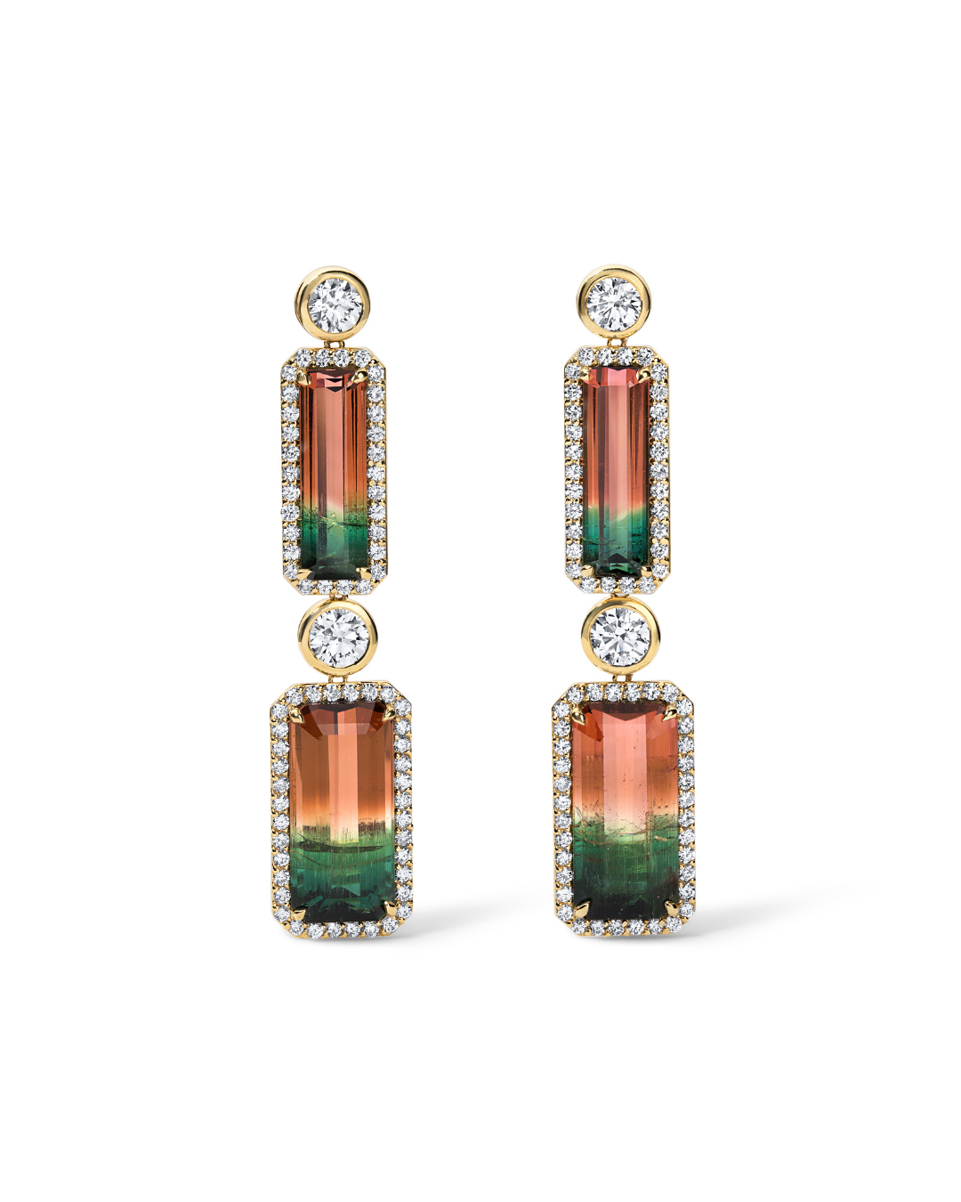 Bi-Color Watermelon Tourmaline Earrings