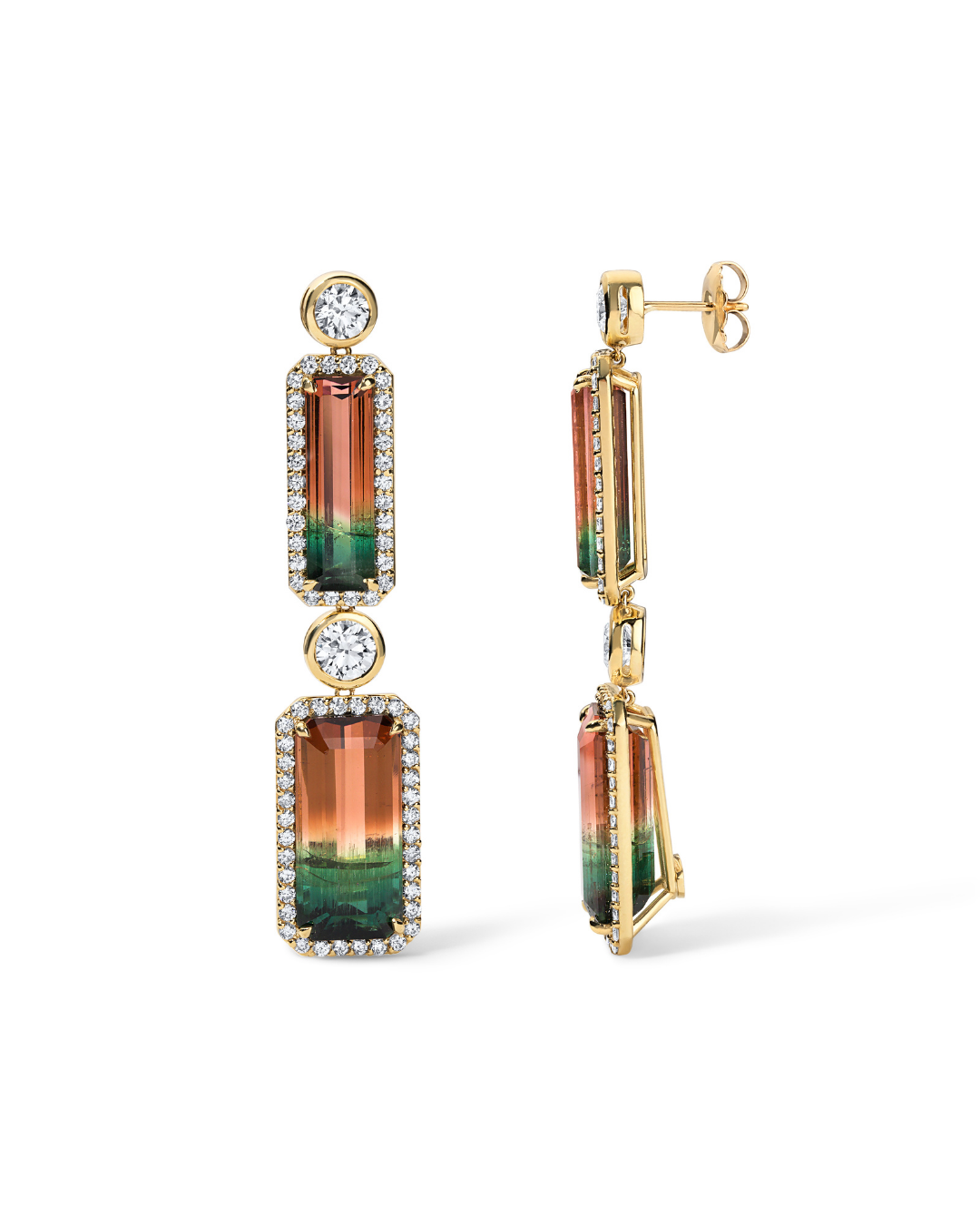 Bi-Color Watermelon Tourmaline Earrings